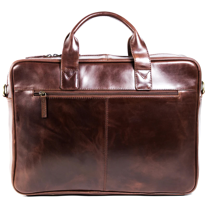 NUVO – Ivan – 17″ Leather Laptop Bag – Burnish Brown – Leather Land
