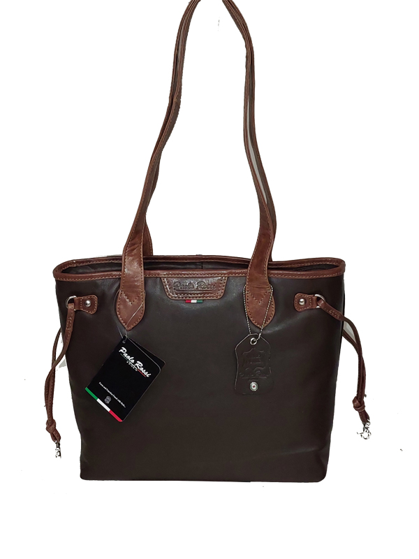 Paolo-Rossi-500-Nappa-leather-handbag-01 Paolo Rossi - 500 - Leather Shopper Handbag - Brown - Image 1