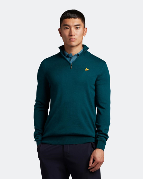 GofGreen_zip Lyle & Scott - Golf Core 1/4 Zip Merino Mix - Golf Green - Image 1