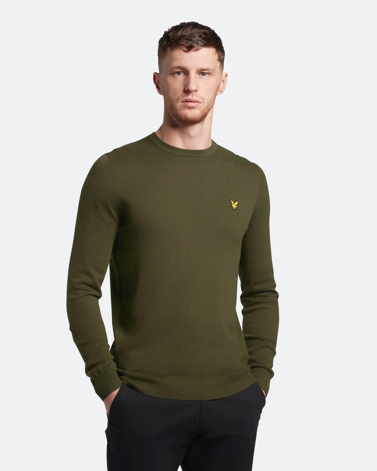 KN400_Olive Lyle & Scott - Crew Neck Cottom Jersey - Olive - Image 1