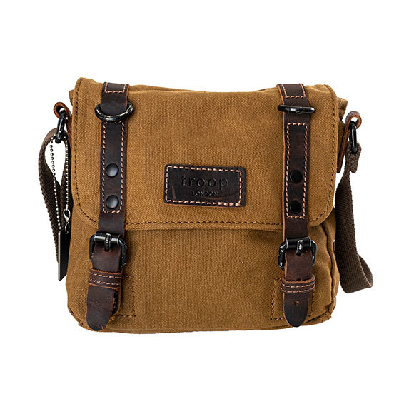 WAX102CAM Troop London - WAX102 - Heavy Wax Canvas - Small Messenger Bag - Camel - Image 1