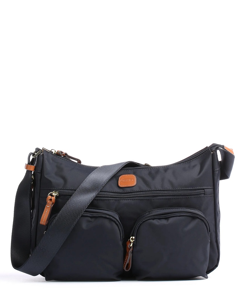 BRICS XBags Expandable Shoulder Bag Navy Leather Land