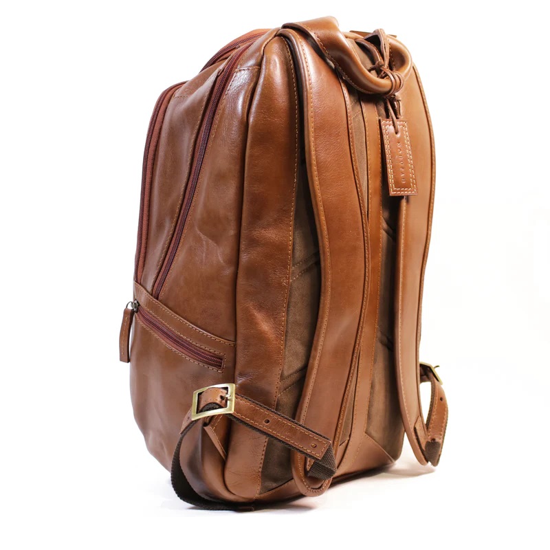 NUVO – Boston Leather Backpack – Dark Cognac – Leather Land