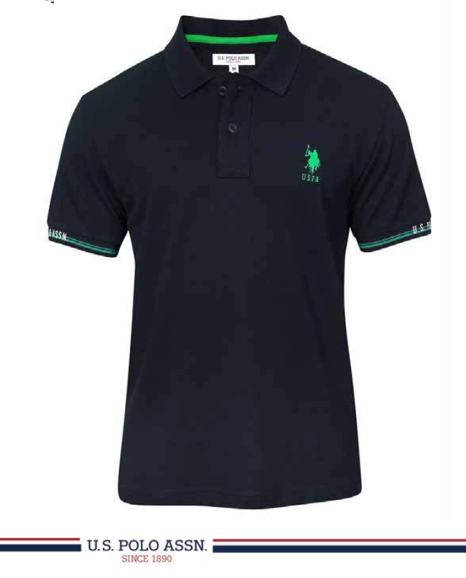 USPA Cotton Golfer Navy US Polo Assn. - G1517 Golfer - Navy, Green Logo - Image 1