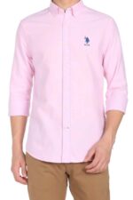US Polo Assn. - Men's Long Sleeve Woven Oxford Shirt - Pink