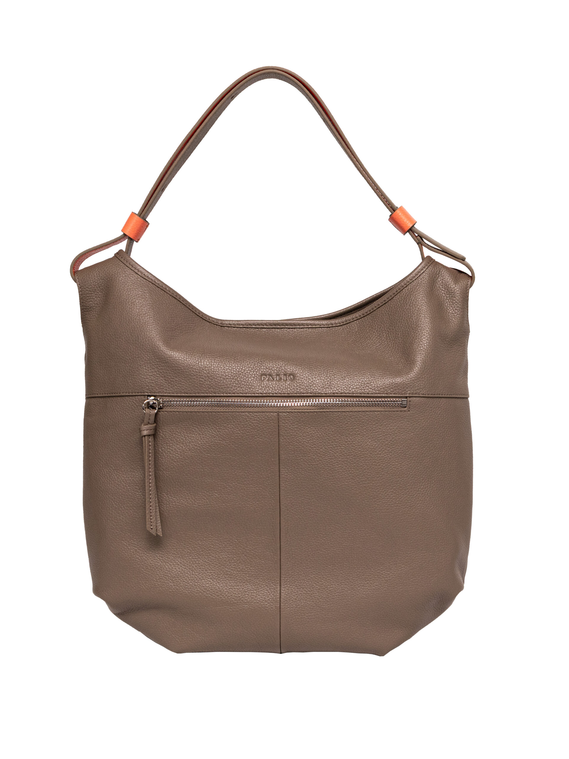 Palio Leather Handbag Palio - Leather Tote - Taupe/Orange - Image 1