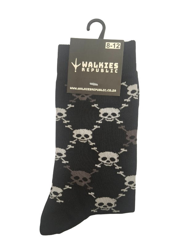 Walkies-Republic-Skull-print-lifestyle-socks Walkies Republic - Lifestyle Skull Socks - Size 8/12 - Image 1