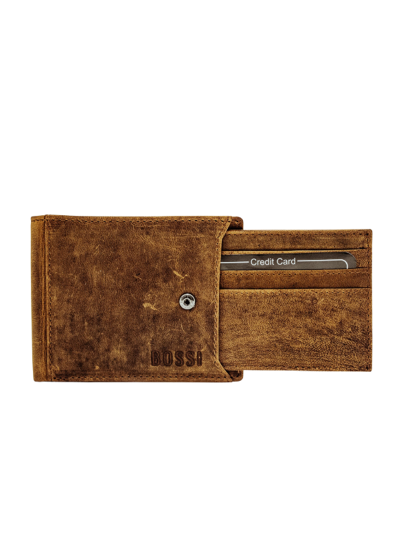 Bossi-heritage-leather-wallet-tan-01 BOSSI - Heritage Leather Wallet with Removable Cardholder and Tab - Image 1